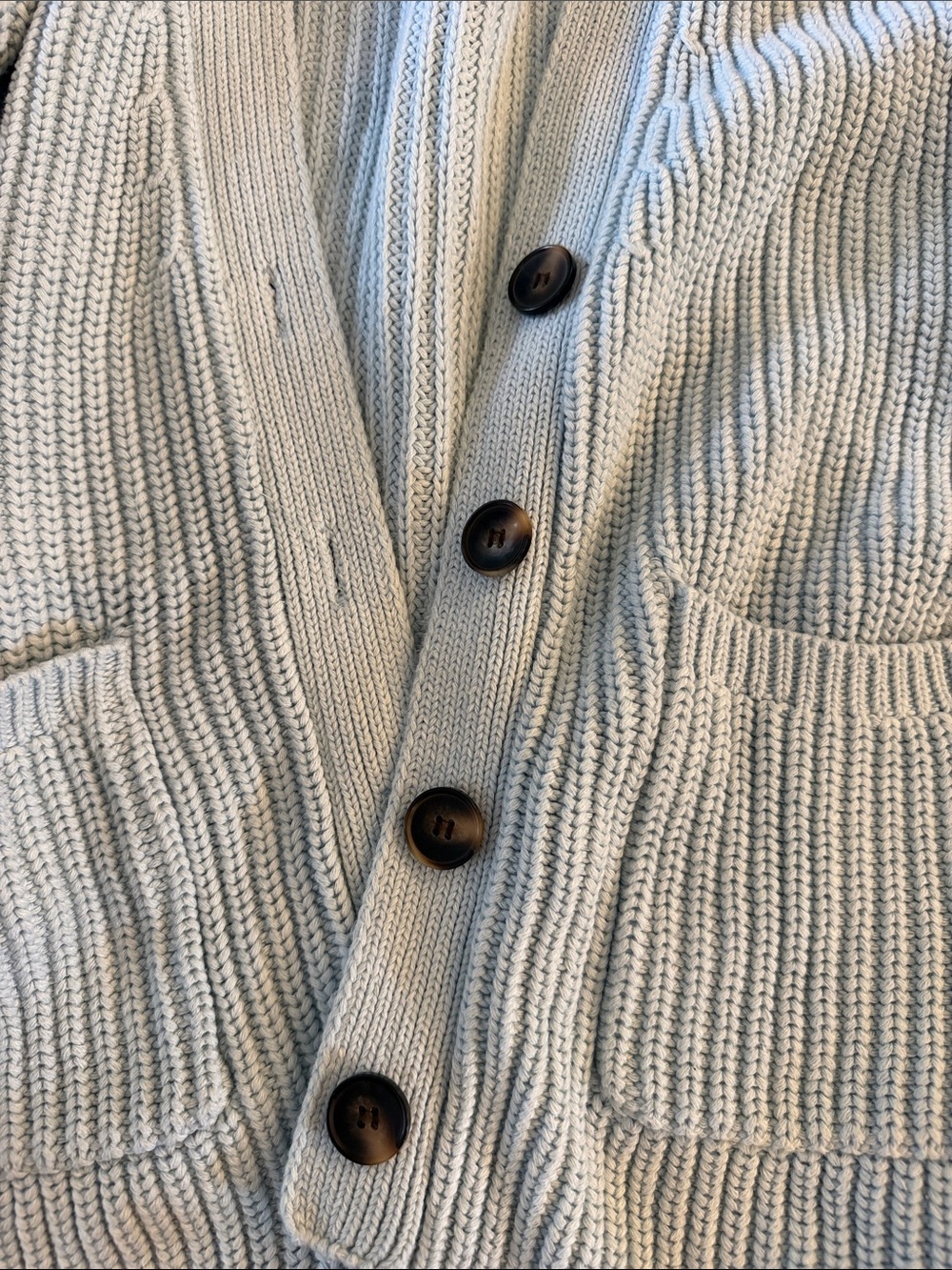 Powder Blue Chunky Ribbed Button Cardigan - Picture 3 of 3